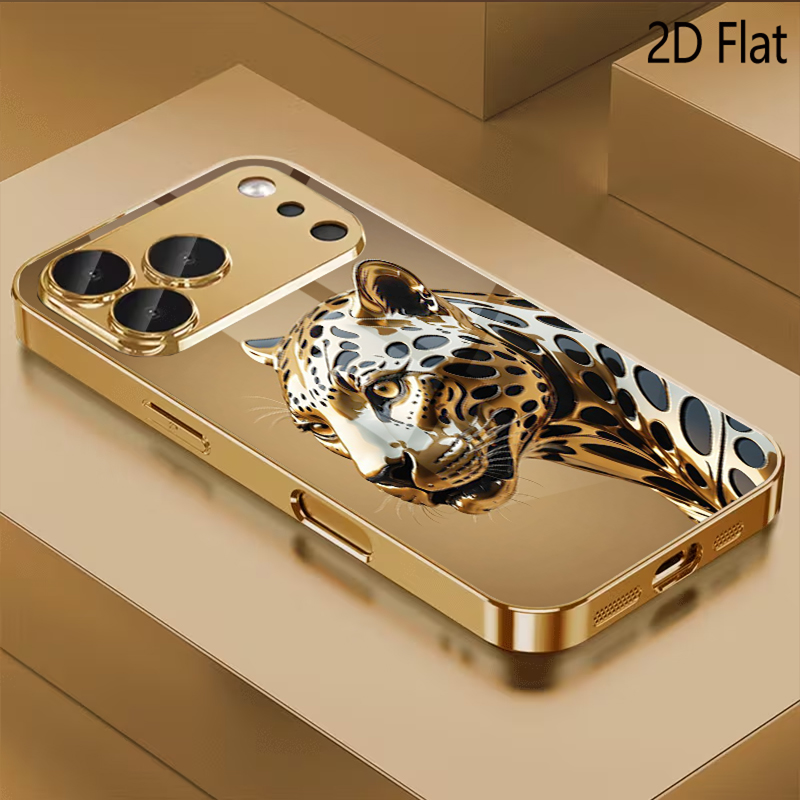 Phone Cases That Cover The Camera - チータープリント柄の強化ガラスデザイン iPhone16 17 Pro Max 15