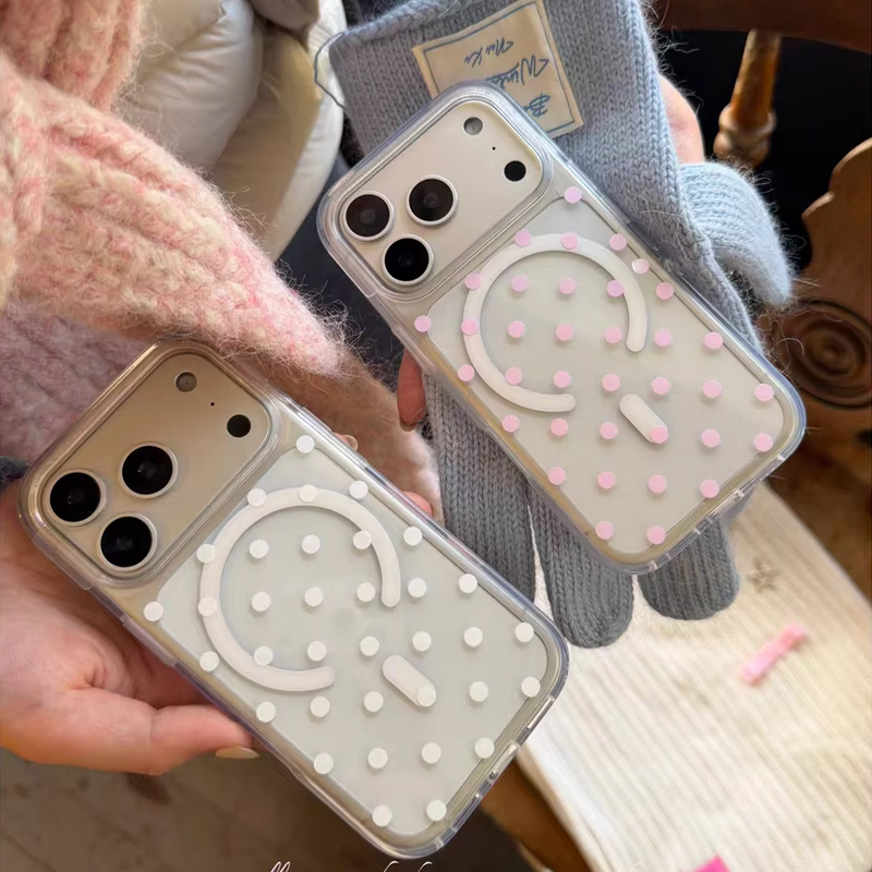 Phone Cases Cool Girl - 韓国風ポルカドットY2Kガール向けMagsafe対応マグネット式iPhoneケース（iPhone 17、16、11、12、13、14、15 Pro Max、MINI、Plus、17air、16e対応）カバー