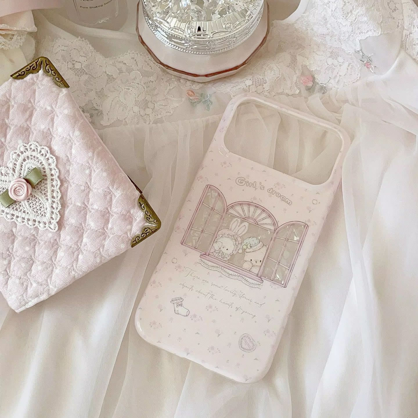 Phone Cases Cool Girl - 可愛いウサギと花柄のピンクY2Kガールズドリームフォンケース iPhone 17 16 15 14