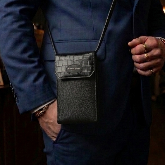 Phone Cases Wholesale - プレミアム高級本物のペブルレザークロスボディポーチ男性用ケース誕生日プレゼント彼氏へのドロップシップ卸売