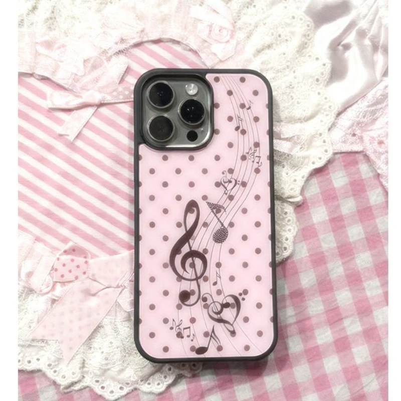 Phone Cases Cool Girl - 韓国風ピンクブラウン水玉模様ガールハート音符柄スマホケース iPhone 17 16 15 14
