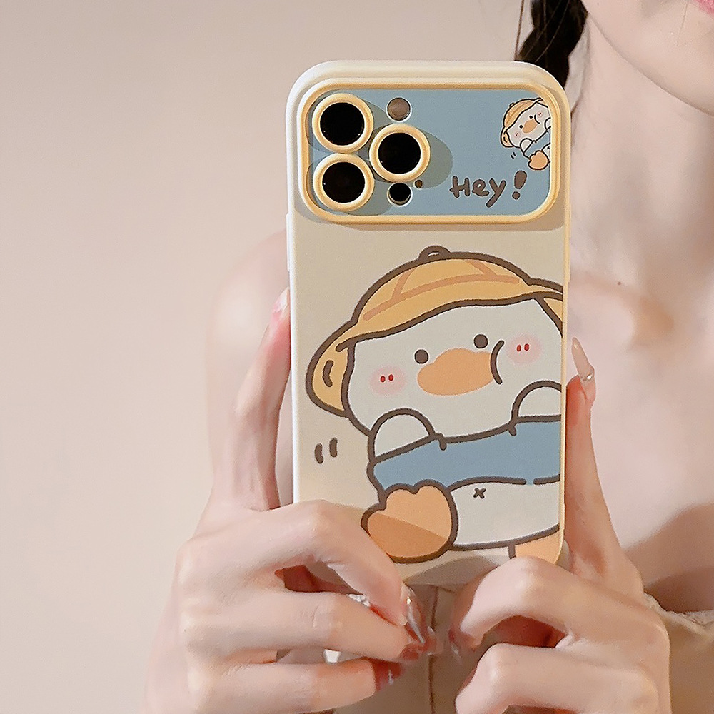 Phone Cases Korean - 韓国漫画の黄色いアヒル柄iPhoneケース iPhone 17 Air 16e 15
