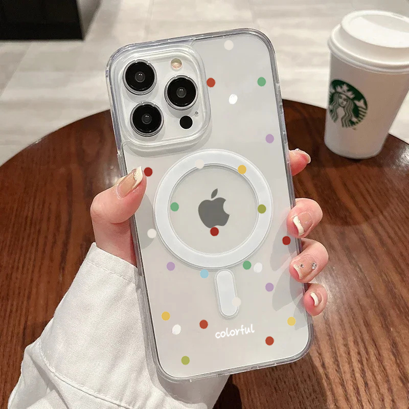 Phone Cases Korean - INS 韓国風 カラフル ウェーブドット柄 スマホケース iPhone