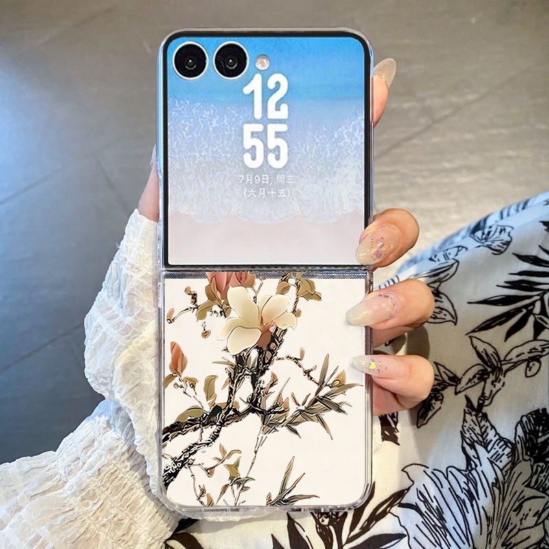 Phone Cases Z Fold 4 - マグノリア柄プリントのスマホケース、Samsung Galaxy Z Flip 8 7