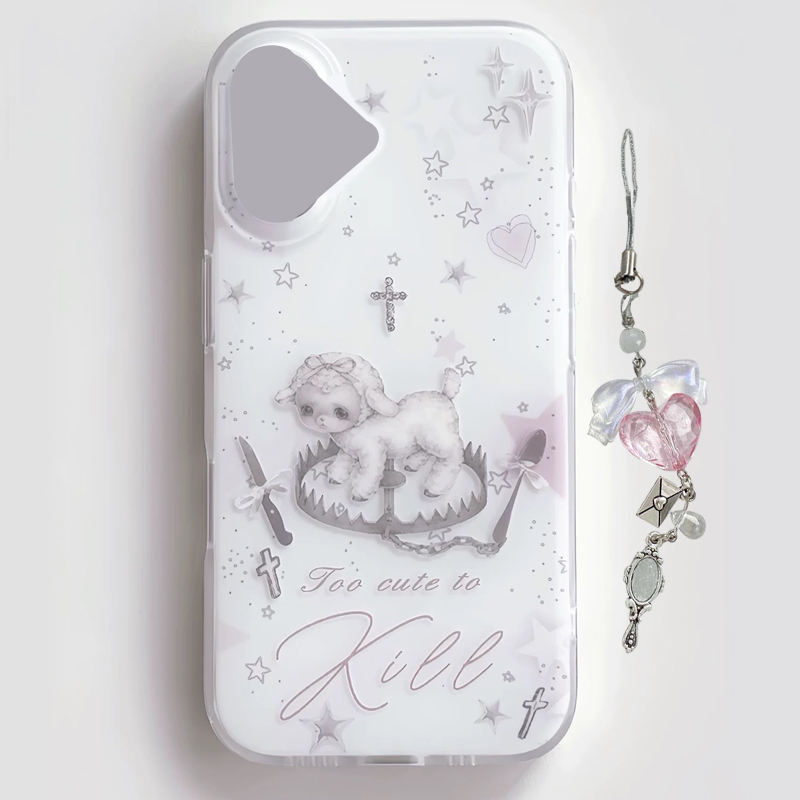 Phone Cases Cool Girl - Y2K韓国風INSクリエイティブキュートピンク子羊漫画風スマホケース iPhone 17 16 15 14