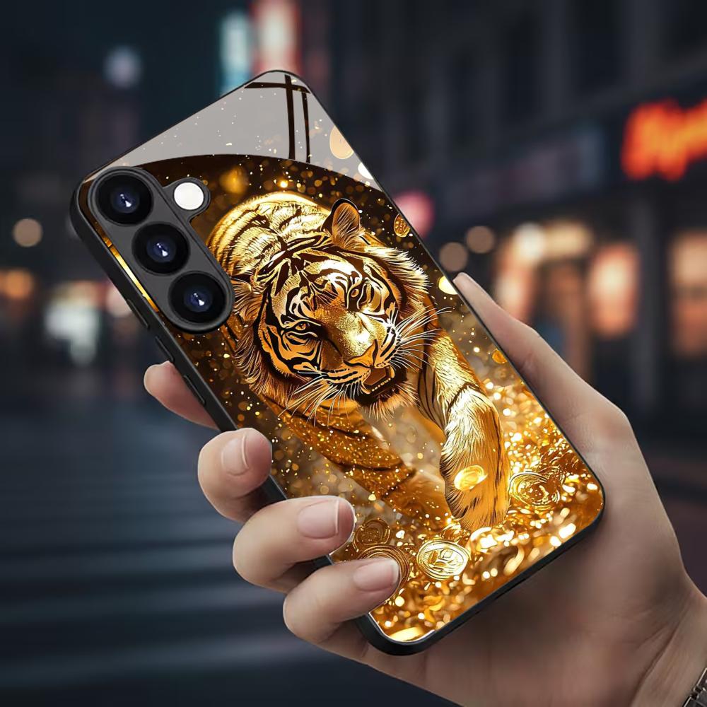 Phone Cases For Samsung S22 - 虎柄ガラス製スマホケース Samsung Galaxy S26 S25 S24