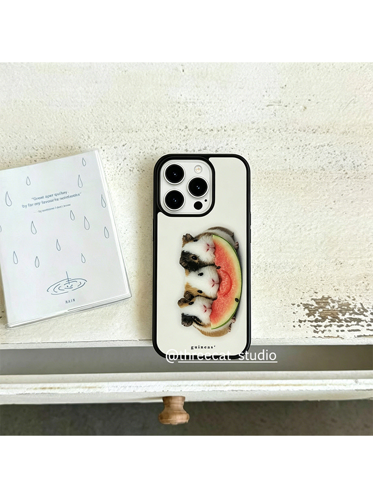 韓国のインスタ映えするモルモットがスイカを食べるデザインのi - Phone Cases Korean のレビューと価格