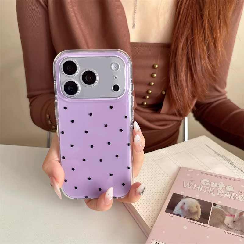 韓国のインスタ映え女子向けシンプルな紫の水玉模様のかわいい漫 - Phone Cases Cool Girl のレビューと価格