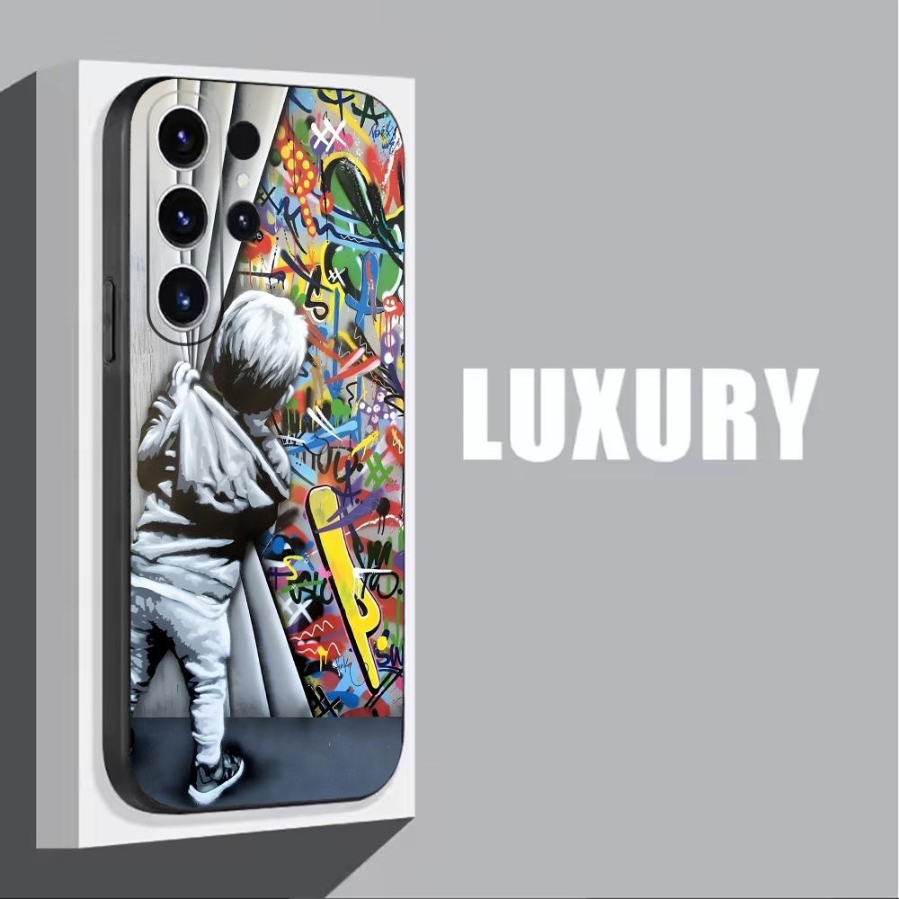 バンクシー落書きアート電話ケースサムスンギャラクシー S25 - Phone Cases Samsung S24 のレビューと価格