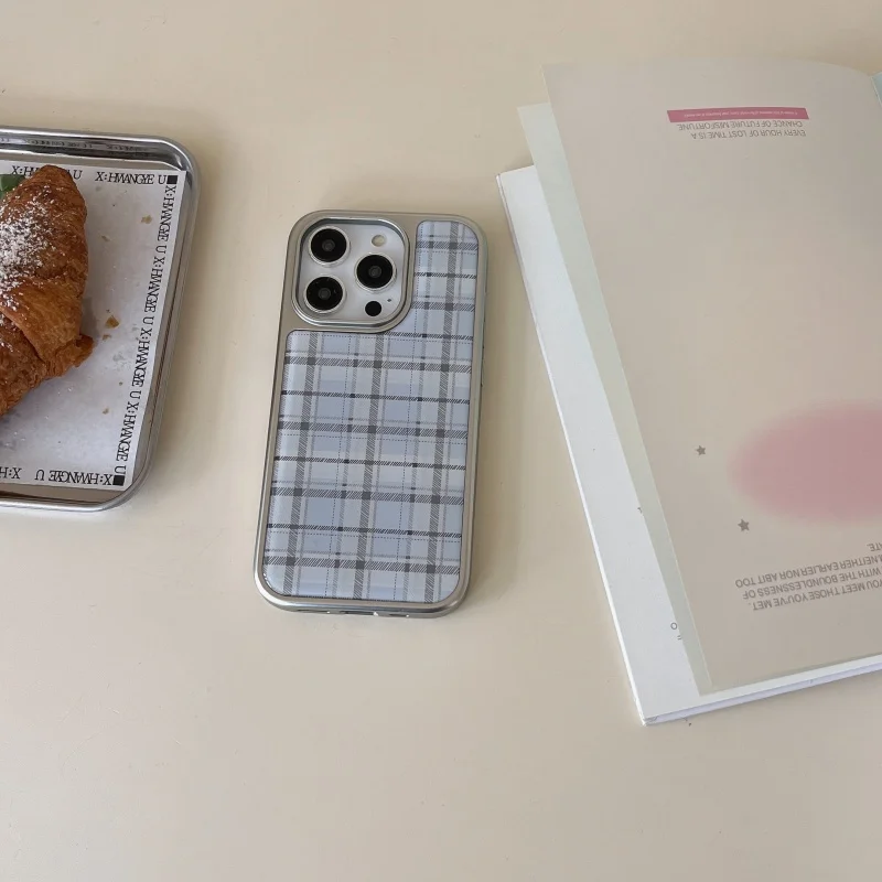 韓国風 インス風 エポキシブルー チェック柄 耐衝撃 クリエ - Phone Cases Korean のレビューと価格