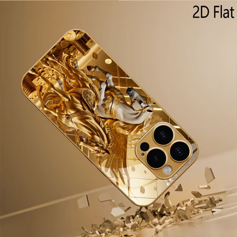 2頭の馬柄の強化ガラスデザイン iPhone16 17 Pr - Phone Cases That Cover The Camera のレビューと価格