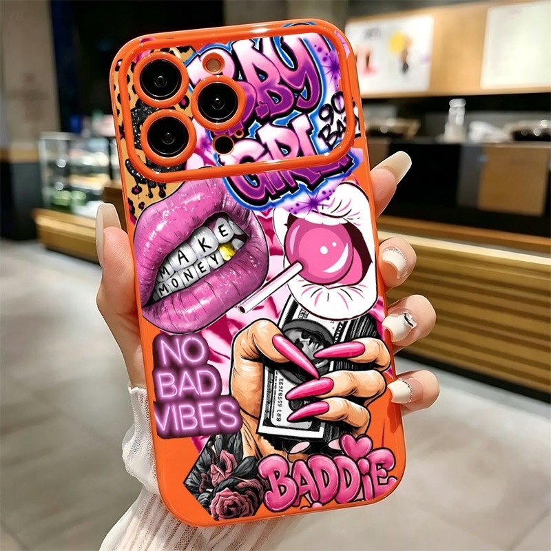 ヒップホップピンクリップスベビーガールグラフィティプリントi - Phone Cases Cool Girl のレビューと価格