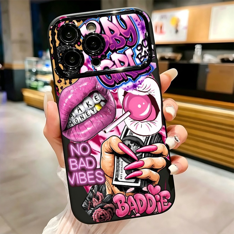 ヒップホップピンクリップスベビーガールグラフィティプリントi - Phone Cases Cool Girl のレビューと価格