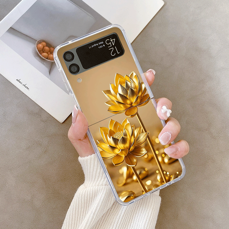 クリエイティブな金色の蓮の花模様のスマホケース、Samsun - Phone Cases Z Fold 4 のレビューと価格