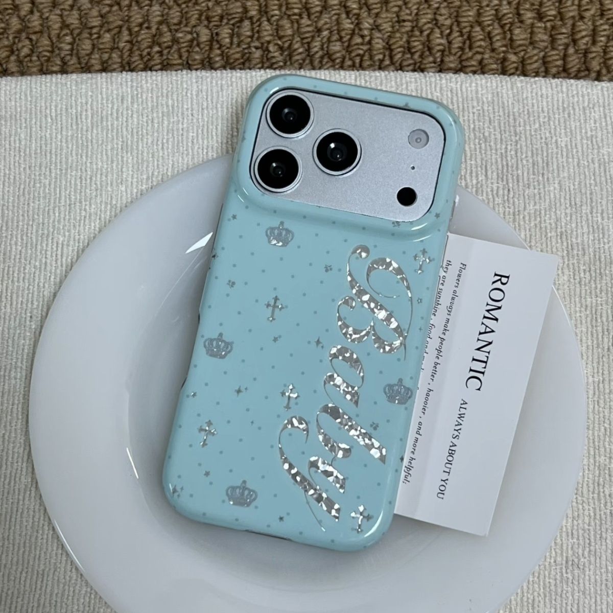 韓国風ミントカラーの英語クロスエンジェルウィングスiPhon - Phone Cases Korean のレビューと価格