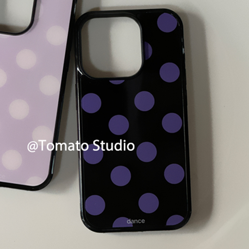 韓国風ファッション パープルポルカドット柄 iPhoneケー - Phone Cases Korean のレビューと価格
