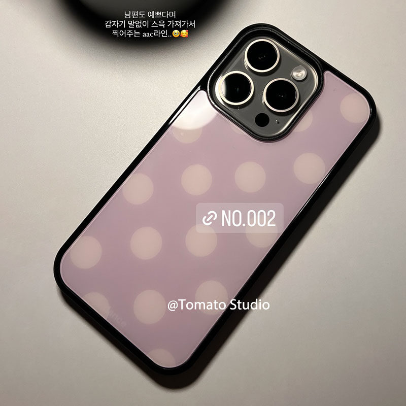 韓国風ファッション パープルポルカドット柄 iPhoneケー - Phone Cases Korean のレビューと価格