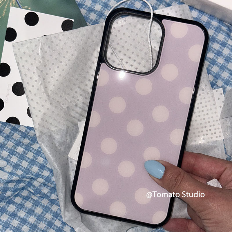 韓国風ファッション パープルポルカドット柄 iPhoneケー - Phone Cases Korean のレビューと価格