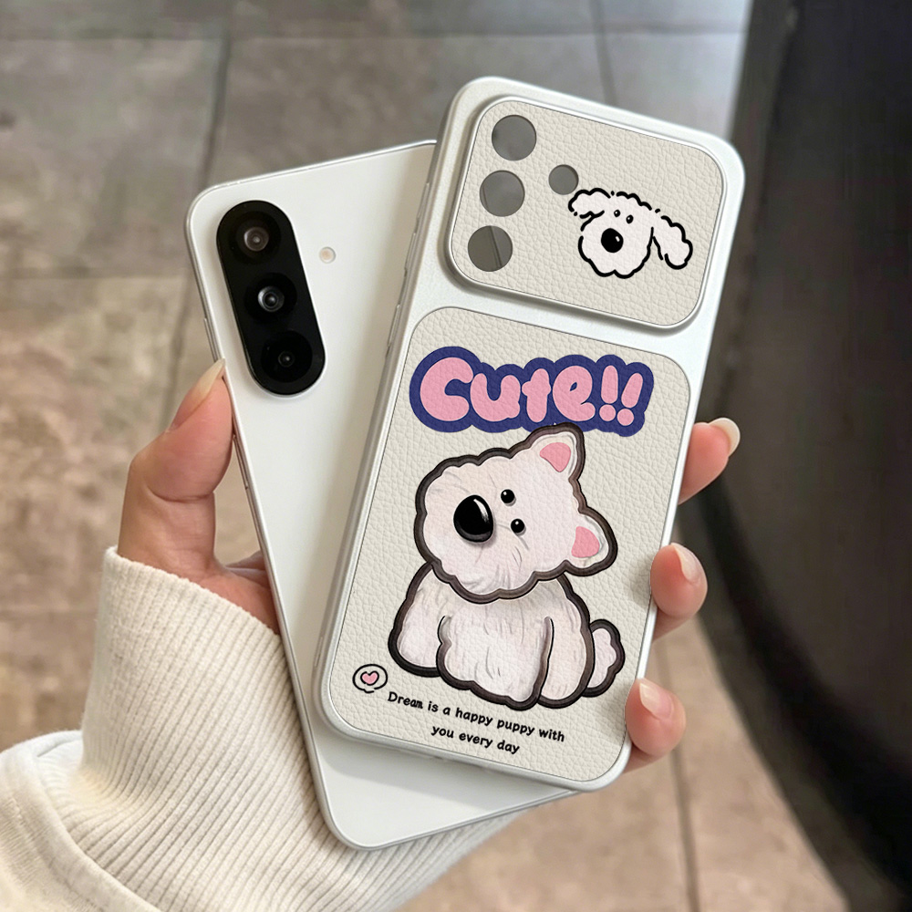 かわいい漫画犬柄のネックストラップ付きスマホケース、Sams - Phone Cases That Cover The Camera のレビューと価格