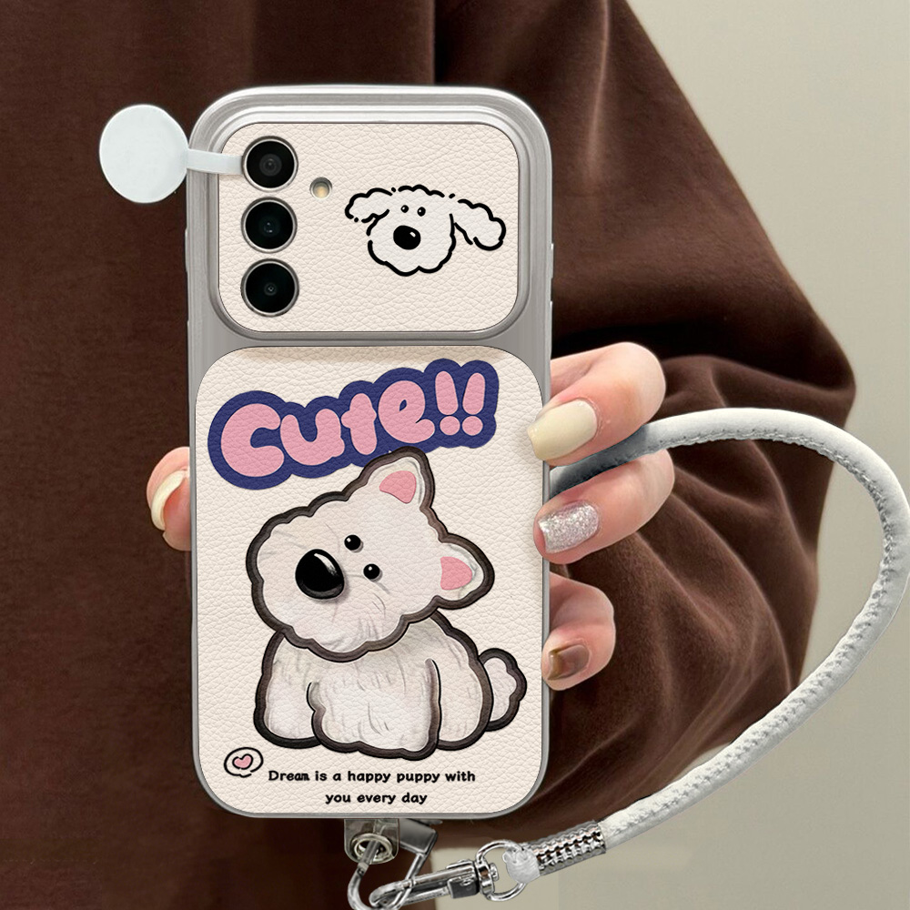 かわいい漫画犬柄のネックストラップ付きスマホケース、Sams - Phone Cases That Cover The Camera のレビューと価格