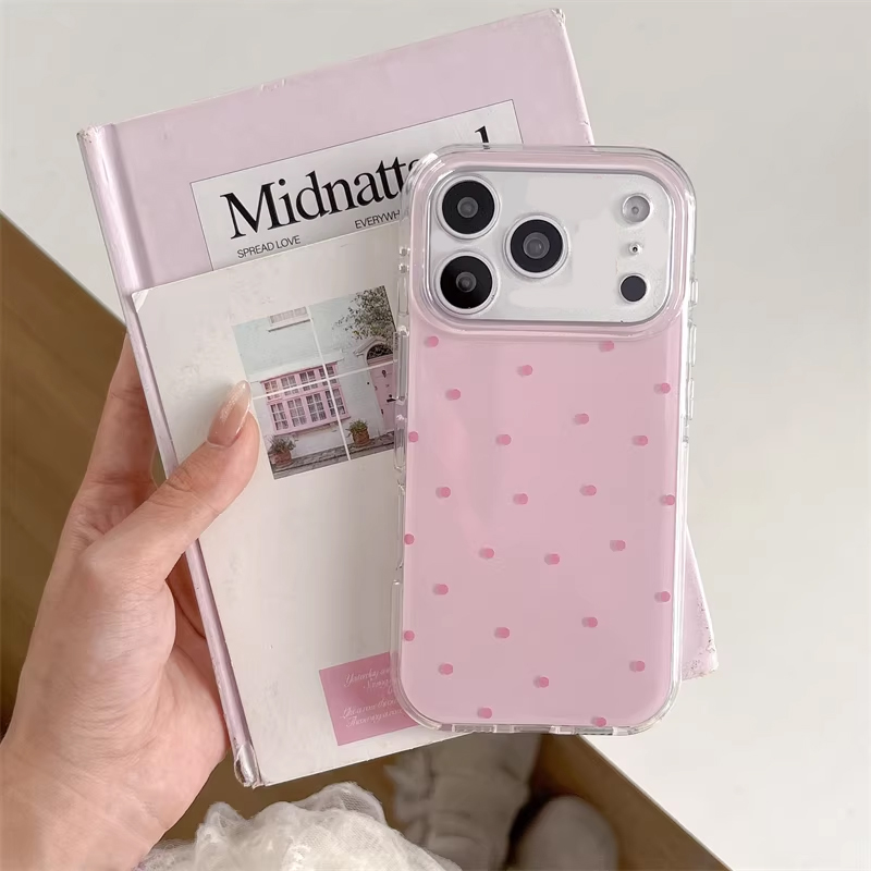 韓国風 シンプル ブルー ピンク 水玉模様 漫画風 スマホケ - Phone Cases Korean のレビューと価格