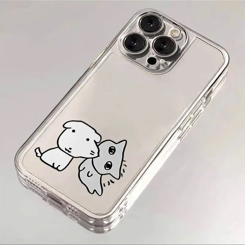 新しい韓国風可愛い子犬猫カップルクリアスマホケース iPho - Phone Cases Korean のレビューと価格