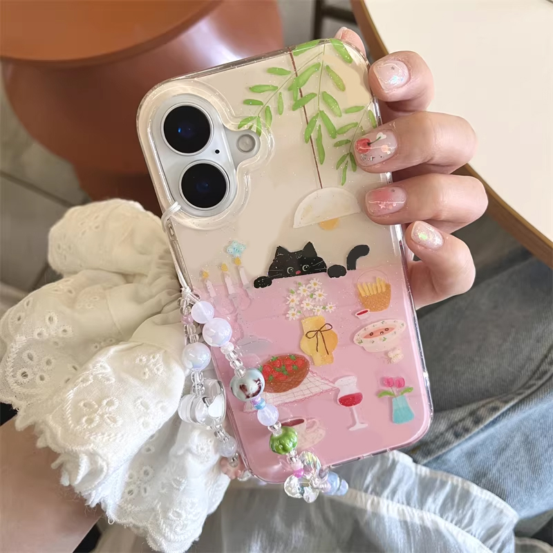 インスタ映え可愛いダイニングテーブルと小さな黒猫の漫画風スマ - Phone Cases Cool Girl のレビューと価格