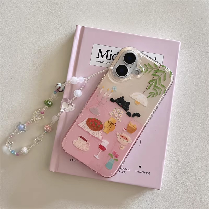 インスタ映え可愛いダイニングテーブルと小さな黒猫の漫画風スマ - Phone Cases Cool Girl のレビューと価格
