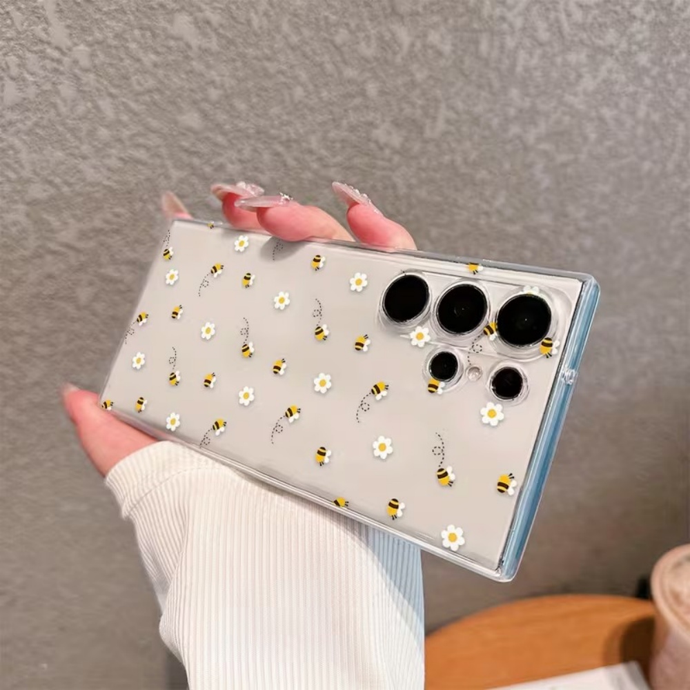 蜂と白い花柄のスマホケース Samsung Galaxy S - Phone Cases For Samsung S21 5G のレビューと価格