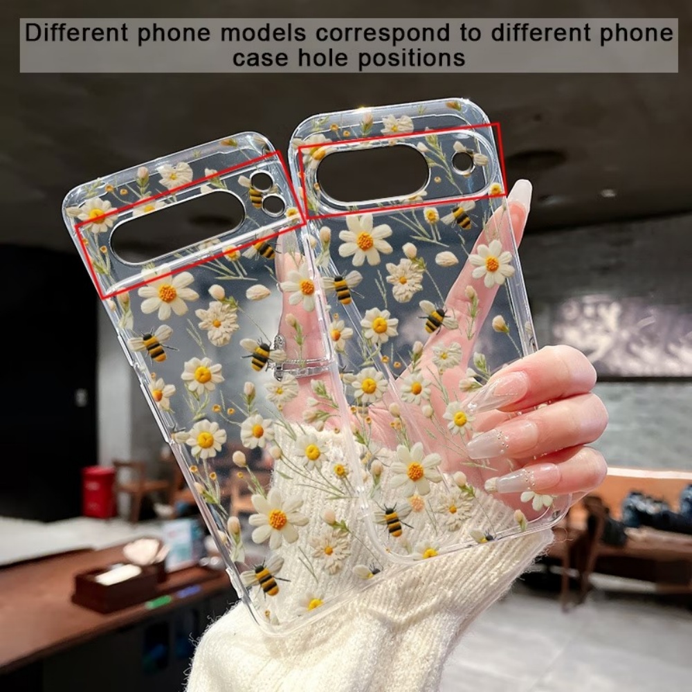 かわいいミツバチの花柄ソフトクリア電話ケース Google  - Phone Cases Google Pixel 10 のレビューと価格