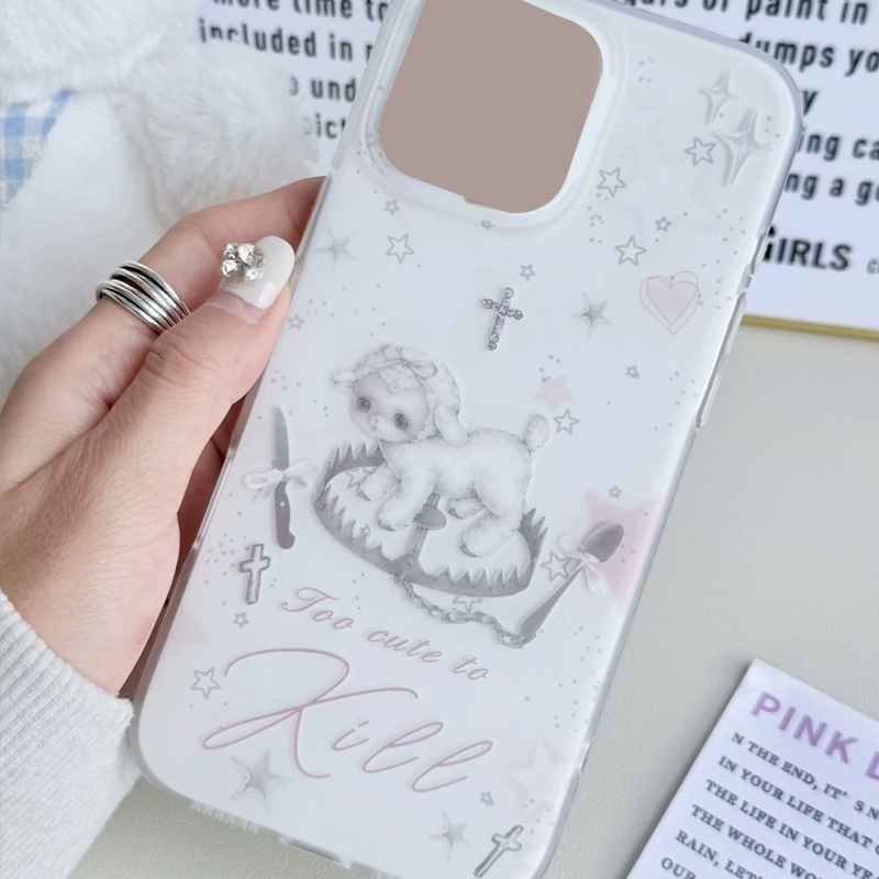 Y2K韓国風INSクリエイティブキュートピンク子羊漫画風スマ - Phone Cases Cool Girl のレビューと価格
