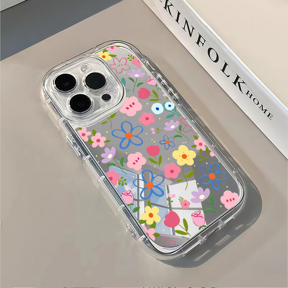 韓国風花柄シルバーミラー付きスマホケース iPhone 17 - Phone Cases Korean のレビューと価格