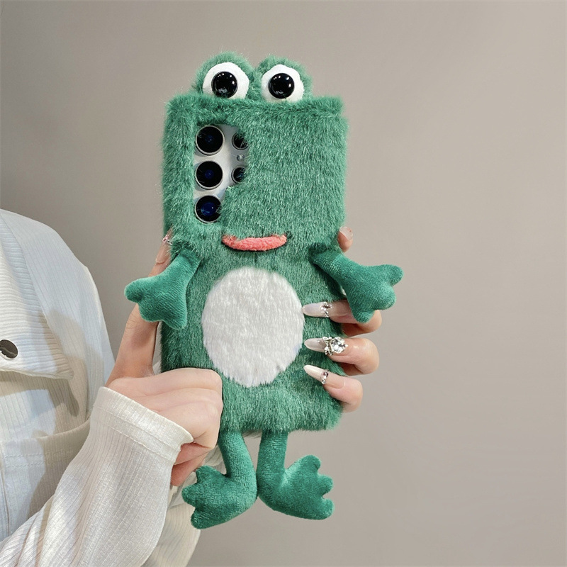 ぬいぐるみカエルのスマホケース、かわいい緑色の動物3Dソフト - Phone Cases Samsung S24 のレビューと価格