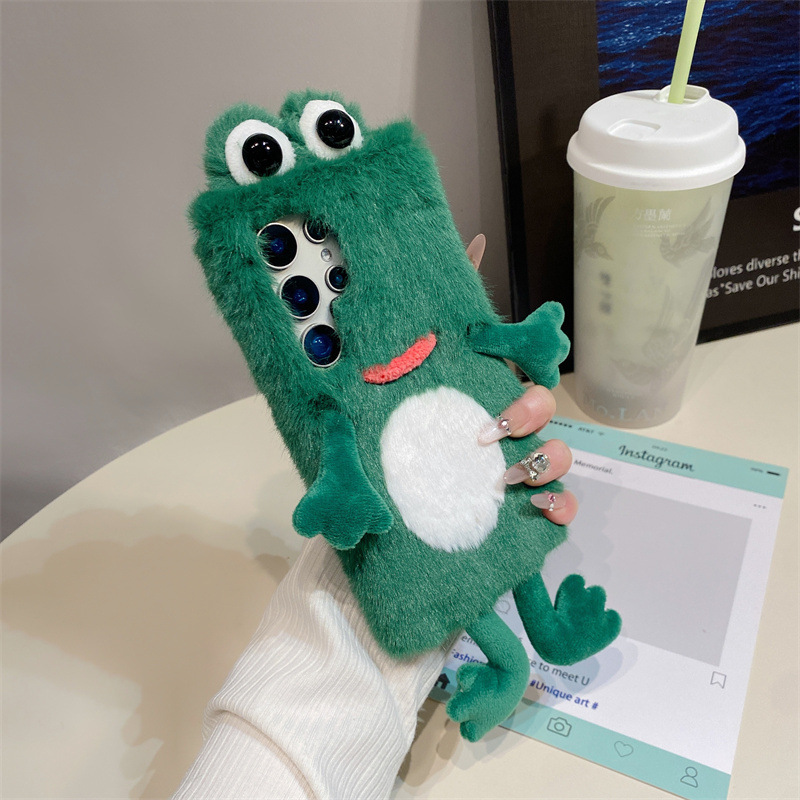 ぬいぐるみカエルのスマホケース、かわいい緑色の動物3Dソフト - Phone Cases Samsung S24 のレビューと価格